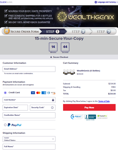 WealthGenix Order Page